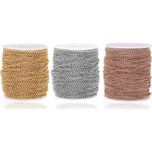 1M/Lot Stainless Steel Bracelet Extension Tail Chain Bulk Bracelet Necklace Extender Width 2.5/3/4mm For DIY Jewelry Making