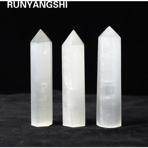 10-11cm Natural Gypsum Crystal Point Healing Stone Quartz Crystal Wand Plaster stone Crafts Mineral for Home Decoration Ornament
