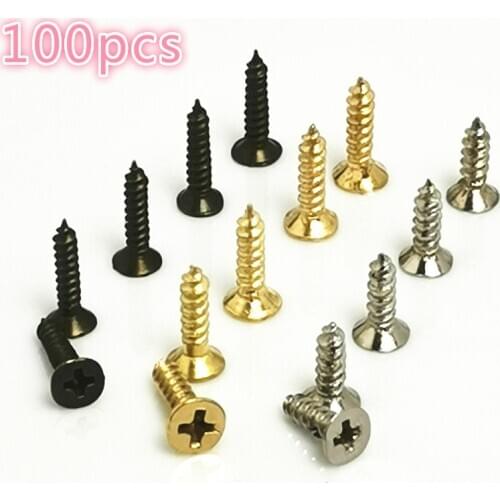 100 pcs Bronze/Gold/Silver Self Tapping Wood Screw Assortment Kit Flat head Thread Nail Screw Fastener Wood Furniture Screws
