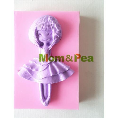 Mom&Pea 1196 Free Shipping Girl Silicone Mold Cake Decoration Fondant Cake 3D Mold Food Grade