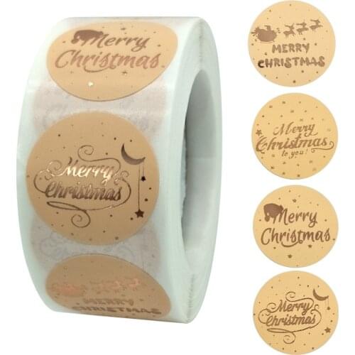 500pcs/Roll Christmas Candy Bag Sealing Stickers Christmas Decoration for Home Santa Claus Xmas Tree Ornaments New Year 2022