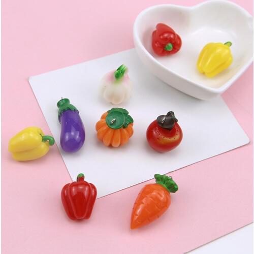 6pc Cute Creative Ear Jewelry For Child Girls Vegetables Chili Eggplant Carrot Resin Pendant Earrings For Women Diy Accessories