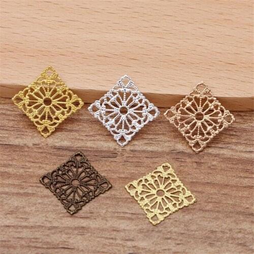 SIXTY TOWFISH 30 Pieces DIY Jewelry Accessories 15mm Handmade Materials Charms Brass Flower Filigree Flower Slice