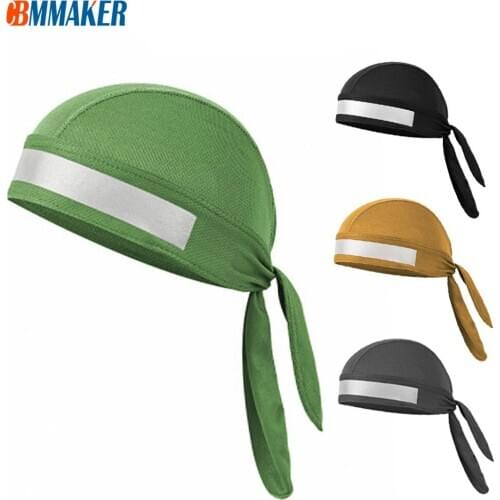 Quick Dry Pure Color Cycling Cap With Refelctive Tape Head Scarf Men Running Riding Bandana Pirate Hat Hood Headband