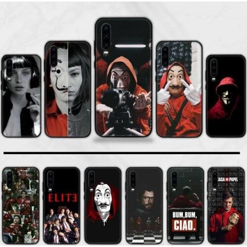 Paper House Spain TV Money Heist Black TPU Soft Rubber Phone Cover For Huawei Honor 7C 7A 8X 8A 9 10 10i Lite 20 NOVA 3i 3e