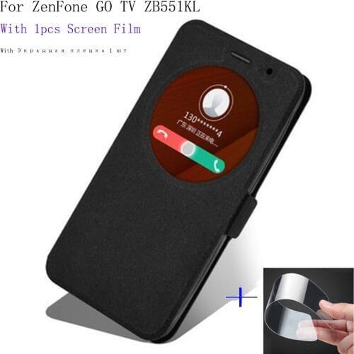 5.5inch View Window Shell For ASUS ZenFone GO TV ZB551KL Case Cover flip PU Leather phone cases ZenFone GOTV back cover