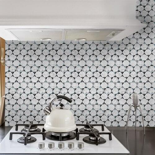 Funlife® Hexagon Metallic Grey Marble Wall Sticker Waterproof Removable Tile Sticker for Bathroom Kitchen Backsplash Floor Wall