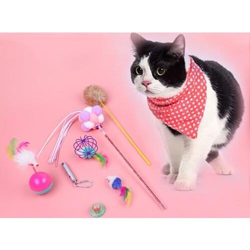 Cats Feather Toys-Kitten Interactive Pet Toys Assortments Cat Feather Wand Fun Ball Chew Sisal Ball,Tassel Wand,Fake Mice