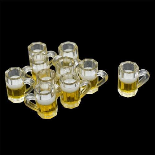 10pcs Miniature Beer Glass Resin Small Cups Dollhouse Model Modern Home Room Table Dollhouses Decoration Supplies