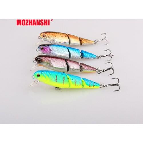 MOZHANSHI 4pcs Minnow Fishing Lure Hard Plastic Artificial Bait 3D Eyes 7.5cm 9.7g Fishing Wobblers diving 0.2m-1m Crankbait