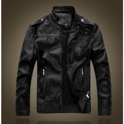 Mens Leather Jackets Autumn Winter Thick Coats Men Velvet Faux Biker Motorcycle Jacket Warm Male Outerwear EUR Size 2XL