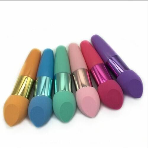 Soft Beveled Sponge Makeup Foundation Puff Latex Handle Cosmetic Puff Smooth Concealer Brush Makeup Tool