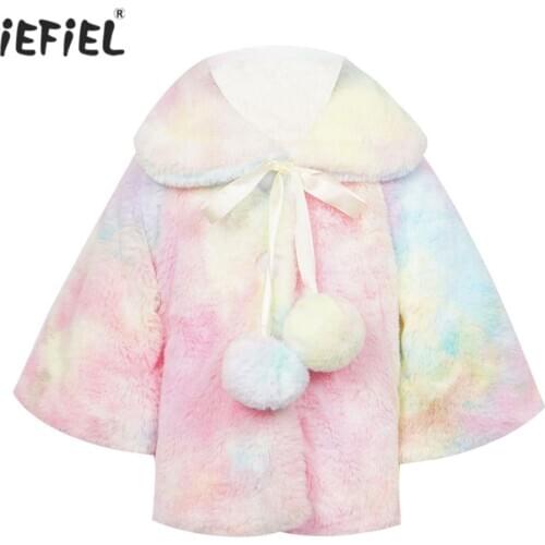 2021 New Winter Baby Girls Clothes Warm Cotton Coat Faux Fur Tie Dyed Style Jacket Infant Clothing Outerwear Childrens Jacket