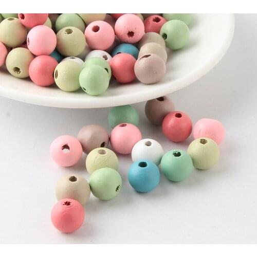 New 12mm 50PCS Colorful Round Balls Natural Wooden Beads Loose Beads For DIY Jewelry Making Baby Pacifier Clip Necklace Supplies