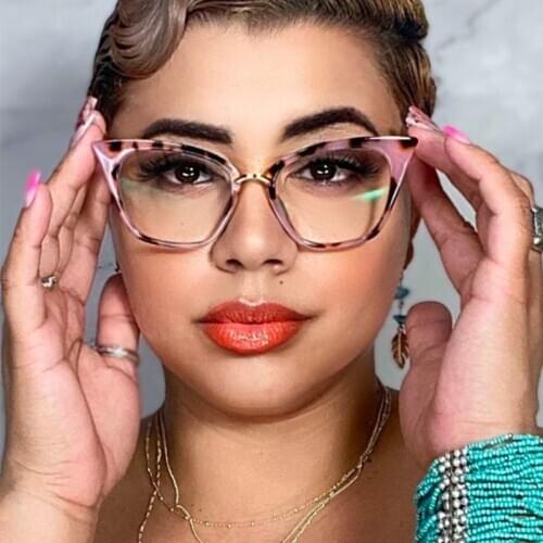 Sexy Cat Eye Reading Blue Light Glasses Frame Women Presbyopic Eyeglasses Fashion +Pink Leopard Glasses Women +1 +1.5 +2 +2.5