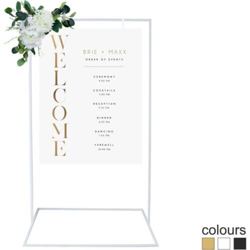 Wedding sign stand 5' x 3 ' Welcome Event Party sigh stand- white Gold black color sign stand frame-metal seating chart stand