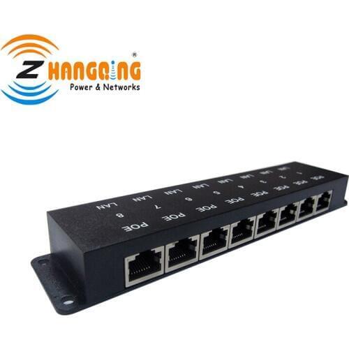 PoE Injector 8 Way Passive 24Volt 48Volt Ethernet PoE Patch Panel For 8Cameras and WiFi Installation