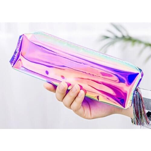 Simple Large-capacity Transparent Glitter Pencil Bag Creative Storage Bag Student Pencil Case Cosmetic Bag School Supply Gift