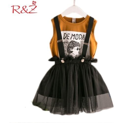 R&Z Girls Set 2019 Summer New Girls Korean Cartoon Print T-Shirt Cute Princess Tutu Children Fashion Set