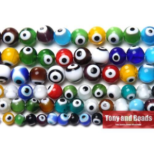 Multi Colors Evil Eye Lampwork Glass Beads 6 8 10mm Pick Size For Jewelry Making LGB4