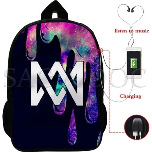 Famous Stars Marcus & Martinus Backpack USB Charging Multifunction Laptop Backpack School Bags for Teenagers Girls Boys Backpack