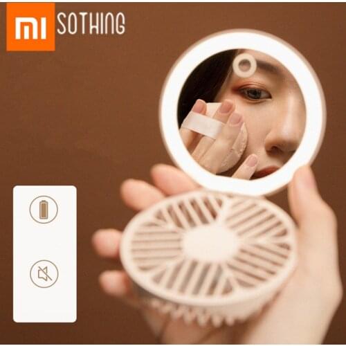 Xiaomi Sothing LED Makeup Mirror Fan Handheld Portable Micro USB rechargeable Makeup Tool Fill Light Mini Cooler Fan
