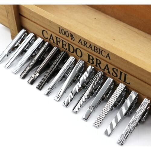 Mens Black Metal Tie Clip Bright Chrome Stainless Steel Jewelry Necktie Clips Clasp Clamp Wedding Charm Creative Gifts