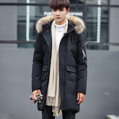 Winter Men Jacket 2020 Raccoon Fur Collar Male Coat Padded Long Parka Mens Duck Down Jackets 4XL Abrigo Hombre WXF506
