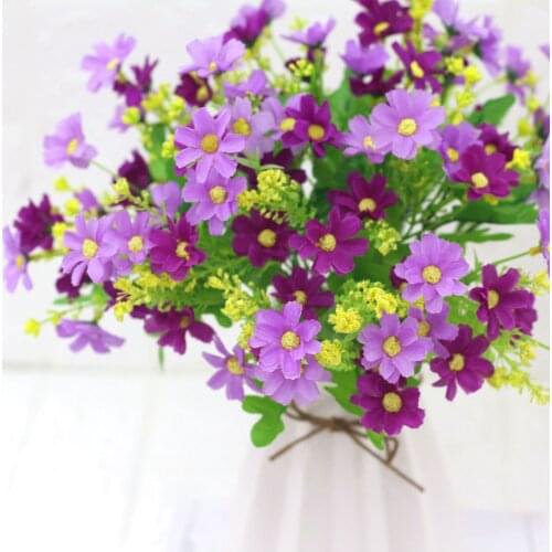 1 Bouquet 7 Branch 28 Heads Cute Silk Daisy Artificial Decorative Flower DIY Wedding Flower Bouquet Home Room Table Decoration