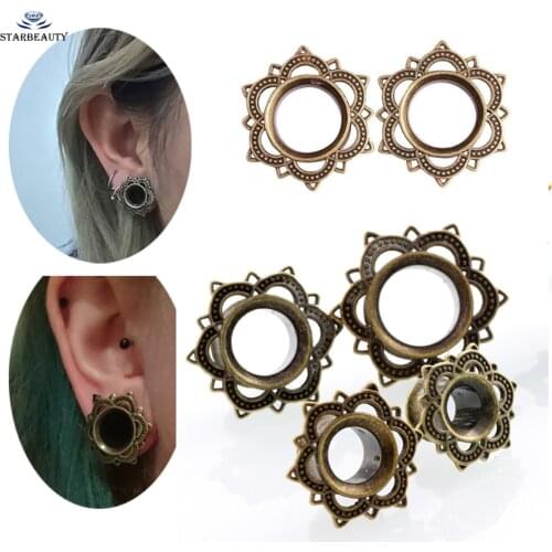 1Pair Copper Ear Plugs and Tunnels Earring Gauges Plugs Ear Piercings Tunnels Ear Expanders Rings Earlobe Pircings Body Jewelry