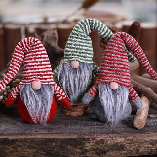 1pcs Christmas Striped Hat No Face Doll Little Doll Ornaments Nordic Land God Old Man Doll