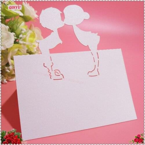 100pcs/Lot Wedding Place Cards Boy and Girl Laser Cut Table Card Wedding Party Table Seat Cards Wedding Supplies 8zSH231