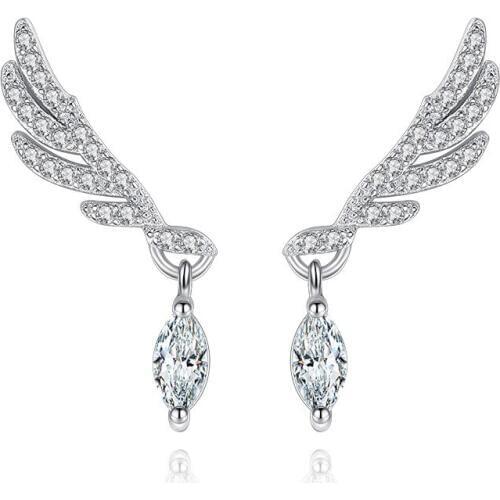 100% 925 sterling silver fashion super shiny crystal ladiesstud earrings women wholesale jewelry wedding gift drop shipping