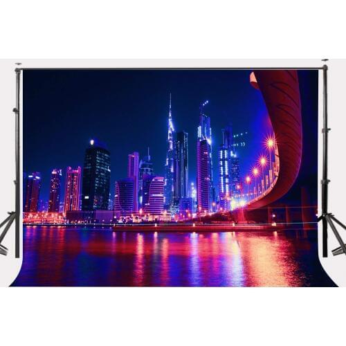 150x220cm Dubai Modern Buildings Backdrop Ultra Violet Dubai Night View Photography Background Color of the Year 2018