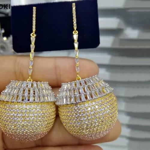 2019 Charms Elegant Water Drop Statement Earring For Women Luxury Full Cubic Zircon Wedding Bridal DUBAI Dangle Earrings Jewelry