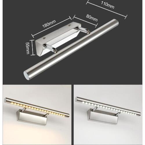 3W/5W AC 85V-265V Stainless Steel LED Mirror Front Light LED Bathroom Wall Light with Switch