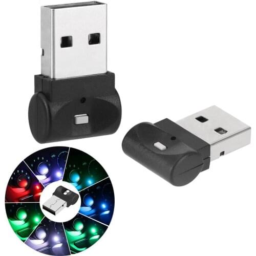 7 Colors Car Auto Automatic RGB LED USB Ambient Light Mood Interior Decoration Flasher Indicator Plug/Play Mini Emergency Bulbs