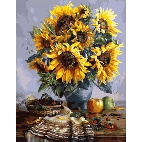 Diy spuare&round Diamond Painting Cross Stitch SunFlowers on wall oil painting by numbers abstract drawing bynumbers unique gift
