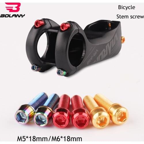 Bolany 6 PCS Bike Screws Bolts M5 18mm / M6 *18mm Rainbow Plated Stainless Steel For MTB Road Bike Stems Bicycle Handlebar