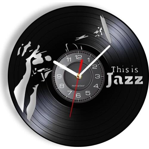 THIS IS JAZZ Laser Cut Longplay Wall Clock Saxphone Musical Instrument Wall Watch with LED Backlight Vintage Retro Music Gifts
