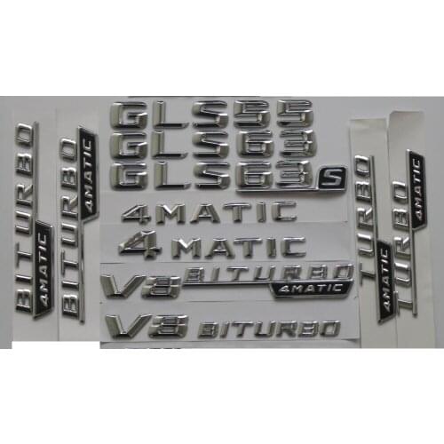 Chrome Shiny Silver Car Trunk Rear Number Letters Badge Emblem Emblems Sticker for Mercedes Benz GLS55 GLS63 GLS63s AMG 4MATIC
