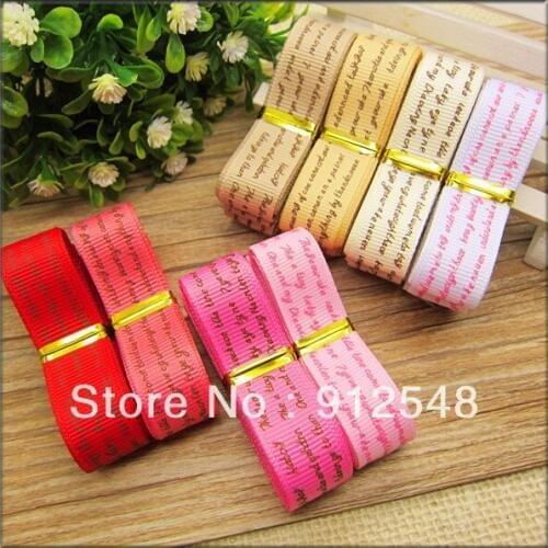 5/8"(15mm) Typeface Printed grosgrain ribbon,Garment accessories,Hair ribbon, 8 color mix,dx46