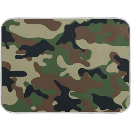 Camouflage Printed Dish Drying Mat For Kitchen Microfiber Non-slip Absorbed Placemat Heat Resistant Tableware Pad Dish Mat