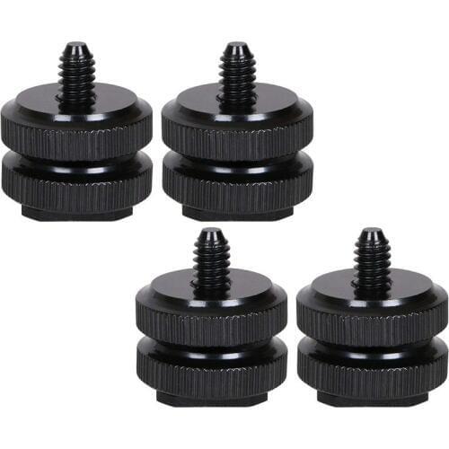 Camera Hot Shoe Mount to 1/4inch-20 Tripod Screw Adapter,Flash Shoe Mount for DSLR Camera Rig (Pack of 4)