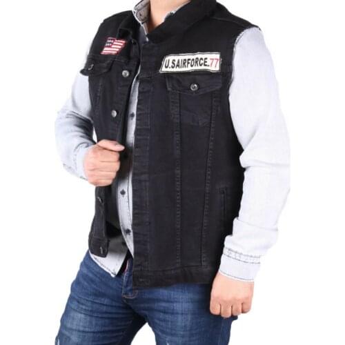 2021 mens Jean jacket Denim vest Hip Hop sleeveless jacket motorcycle vest Denim jacket european and american spring and autumn denim vest