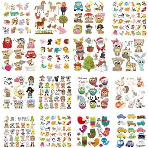 Animals set Iron On Transfer for Clothes Stripes badge Patches iron-on Transfer iron Stickers On Children Baby Clothes cute DIY