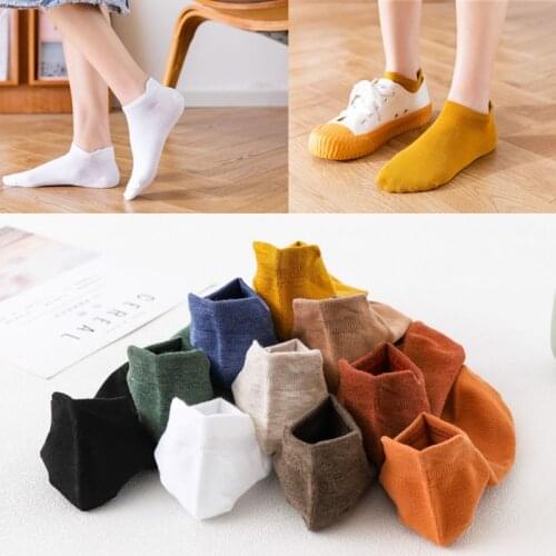Fashion Invisible Socks Women Summer Thin Cotton Breathable Low Cut Ankle Socks Solid Color Casual Harajuku Boat Socks Slippers