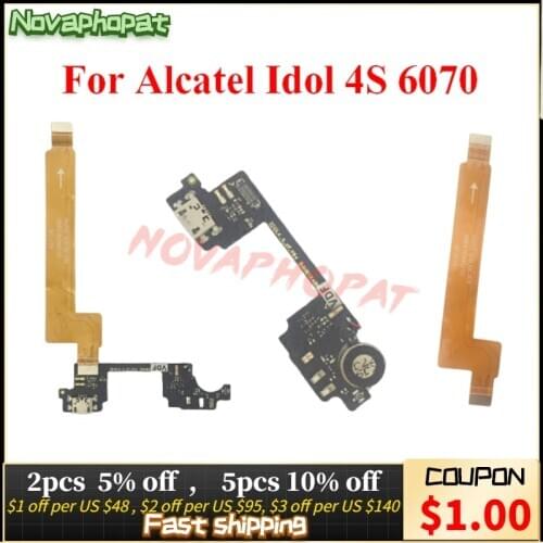 Novaphopat Original For Alcatel idol 4S 6070 Connect Main Board Interboard USB Charger Port Charging Dock Microphone Flex Cable