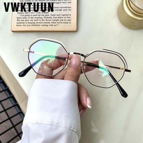 VWKTUUN Stainless Steel Eyeglasses Frames Optical Glasses Frame Men Women Eyebrows Irregular Myopia Frame Glasses Fake Glasses