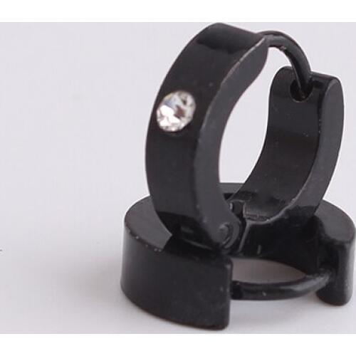 Punk 4mm black color one rhinestone 316L Stainless Steel Stud Earrings for women men wholesale